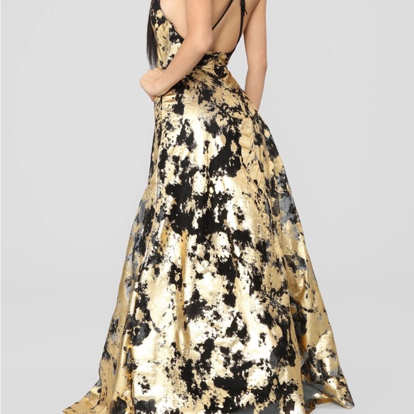 Take Me Higher Black and Gold Fashion Nova Gown - Picture 7 of 10